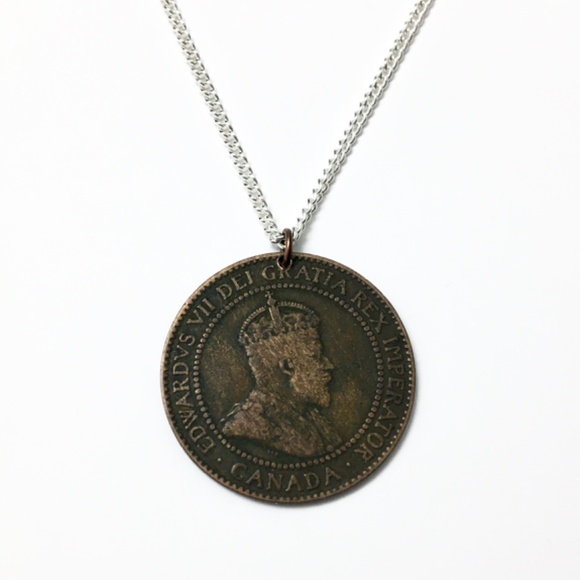 1910 Canadian Coin Necklace — 18” Chain (Stamped “925”) — 1910 Large Cent - Picture 2 of 5